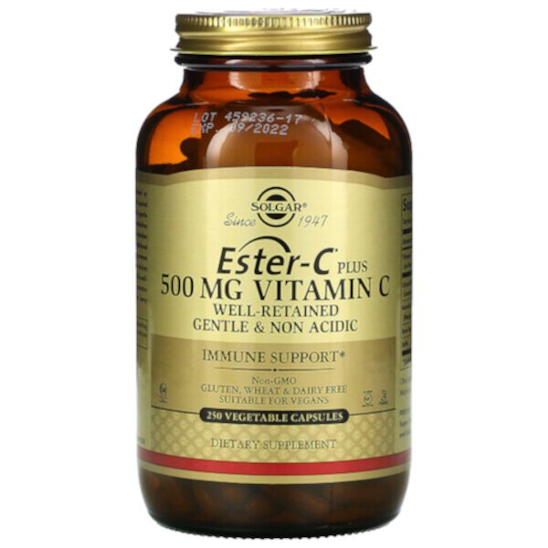Ester-C Plus, витамин С, 500 мг, 250 растительных капсул Solgar