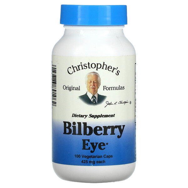 Брусника для глаз - 425 мг - 100 растительных капсул - Christopher's Christopher's