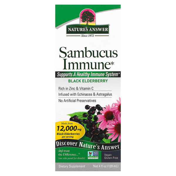 Sambucus Immune, Черная бузина, 12 000 мг, 4 жидких унции (120 мл) Nature's Answer