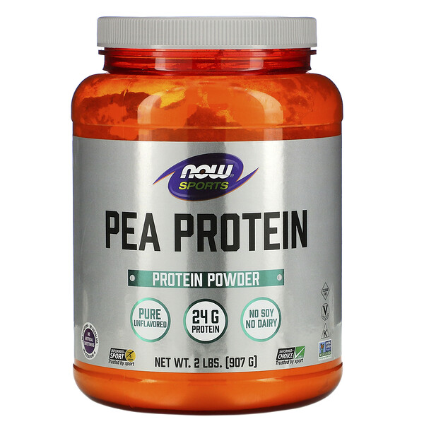 Sports, Гороховый протеин, чистый, без вкуса, 2 фунта (907 г) NOW Foods