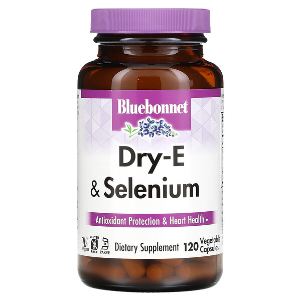 Dry E-400 IU, Plus Selenium, 120 капсул Vcaps Bluebonnet Nutrition