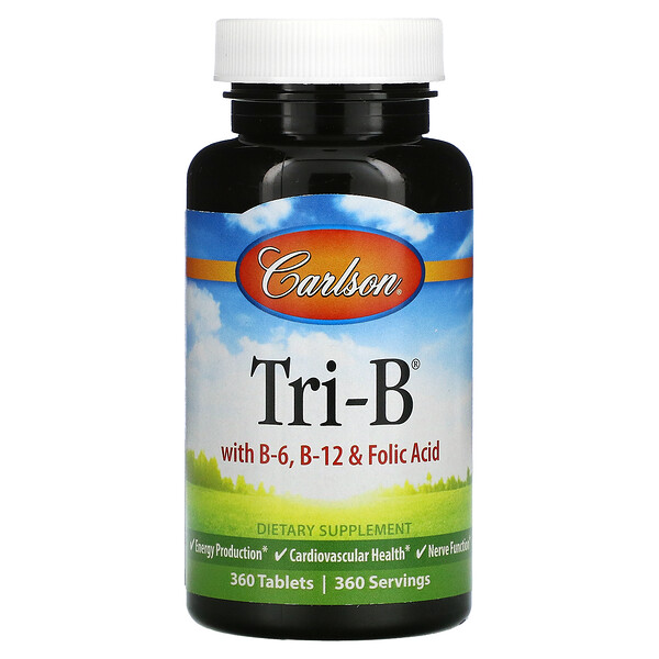 Tri-B с витаминами B6, B12 и фолиевой кислотой - 360 таблеток - Carlson Carlson