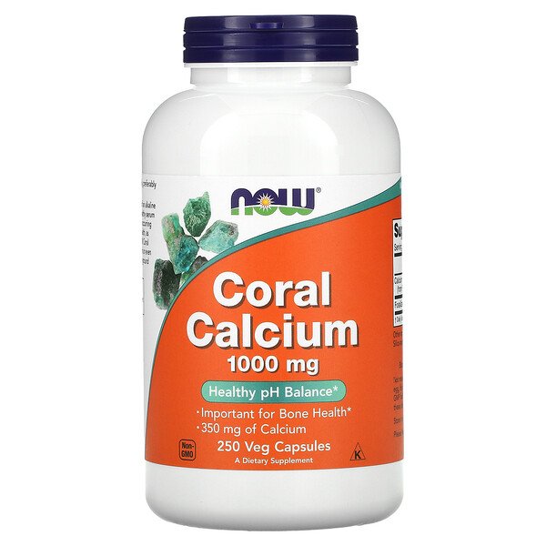 Коралловый кальций - 1000 мг - 250 вегетарианских капсул - NOW Foods NOW Foods