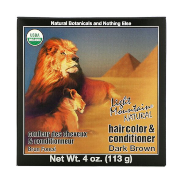 Натуральная краска и кондиционер для волос, темно-коричневый, 4 унции (113 г) Light Mountain