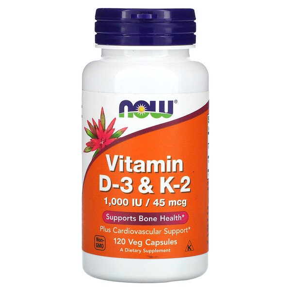 Витамин D-3 и K-2, 120 растительных капсул NOW Foods