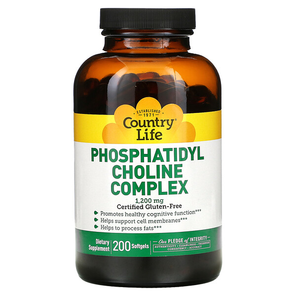 Комплекс фосфатидилхолина, 1200 мг, 200 мягких таблеток Country Life