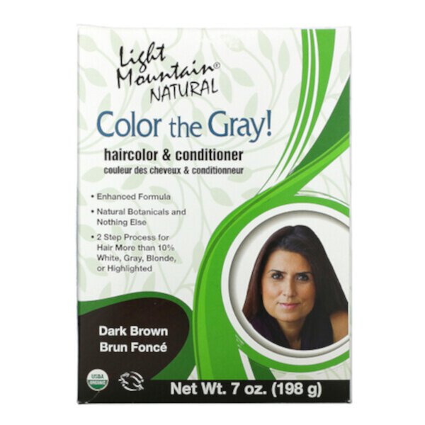 Color the Grey!, Натуральная краска и кондиционер для волос, темно-коричневый, 7 унций (197 г) Light Mountain