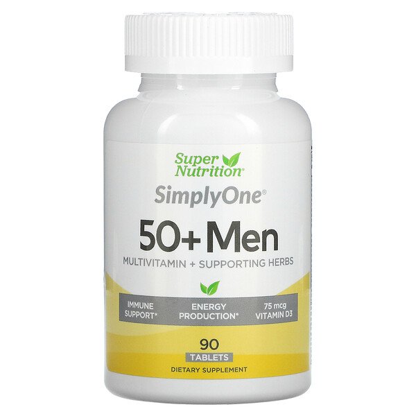SimplyOne, Мультивитамины для мужчин старше 50 лет с поддерживающими травами, 90 таблеток Super Nutrition