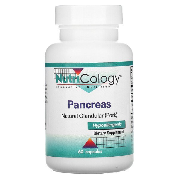 Pancreas, Natural Glandular (свинина), 60 капсул Nutricology