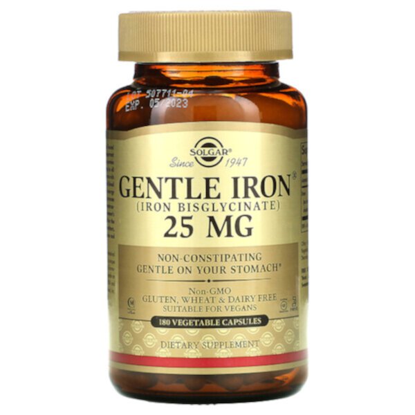 Gentle Iron, 25 мг, 180 растительных капсул Solgar