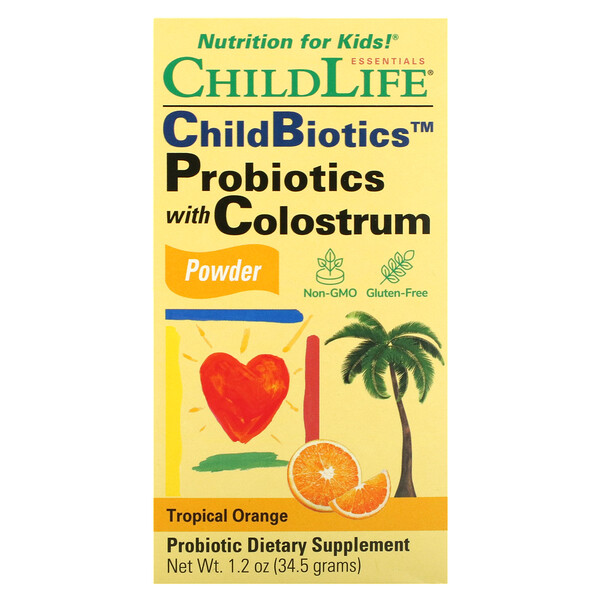 Пробиотики с порошком молозива, натуральный апельсин/ананас, 1,7 унции ChildLife