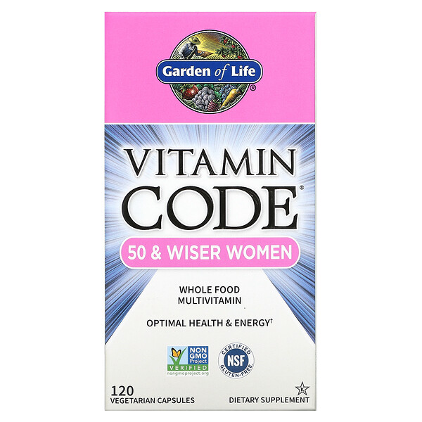Vitamin Code, Мультивитамины из цельных продуктов для женщин от 50 лет и старше, 120 вегетарианских капсул Garden of Life