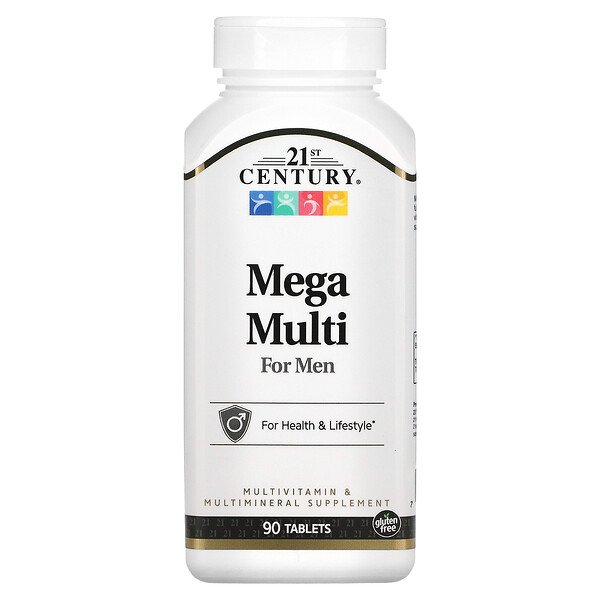 Mega Multi for Men, Мультивитамины и мультиминералы, 90 таблеток 21st Century