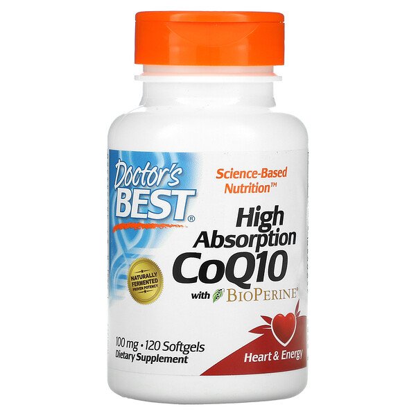 CoQ10 с высокой усваиваемостью и биоперином, 100 мг, 120 мягких желатиновых капсул Doctor's Best