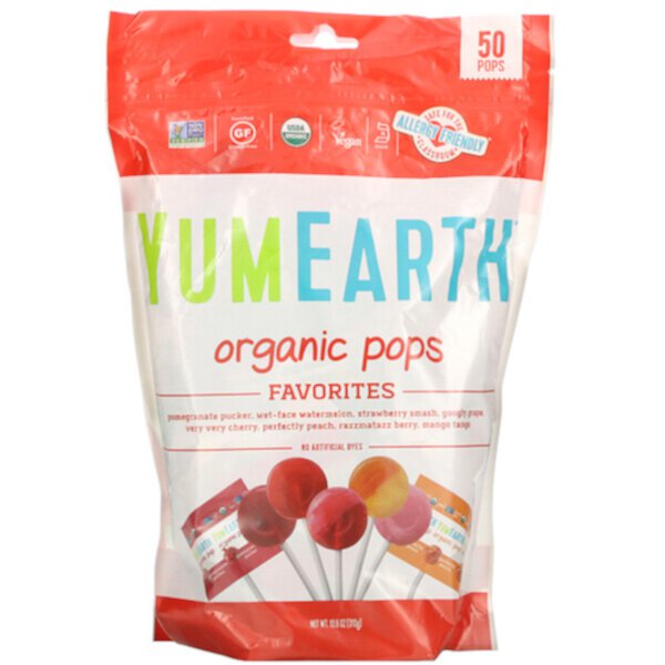Organic Pops, Favorites, 50 хлопьев, 10,9 унций (310 г) YumEarth