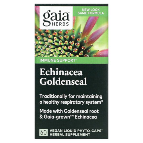 Echinacea Goldenseal, 60 веганских жидких фито-капсул Gaia Herbs