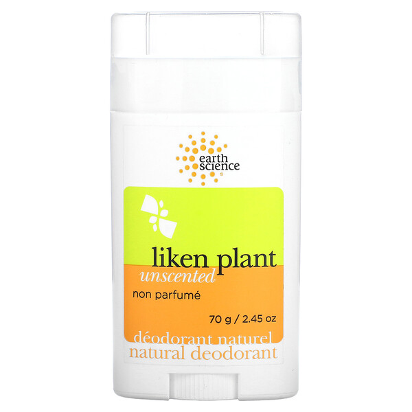 Натуральный дезодорант, Liken Plant, без запаха, 2,45 унции (70 г) Earth Science