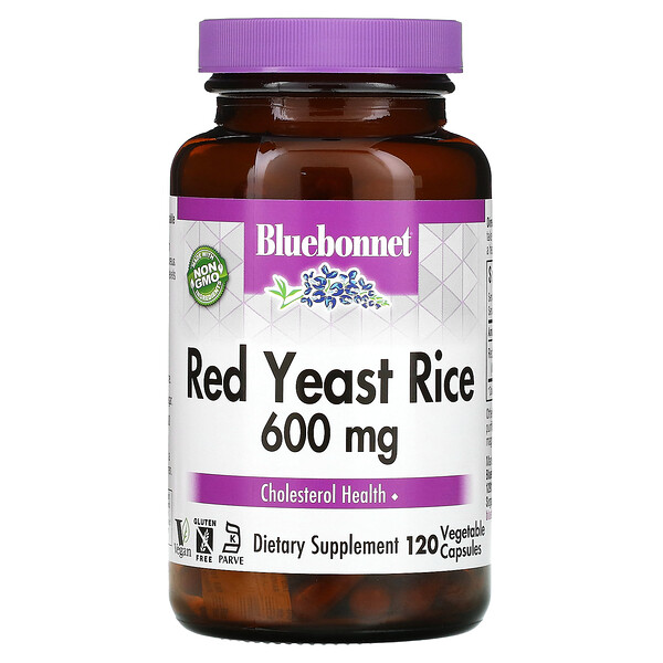 Красный дрожжевой рис, 600 мг, 120 растительных капсул Bluebonnet Nutrition