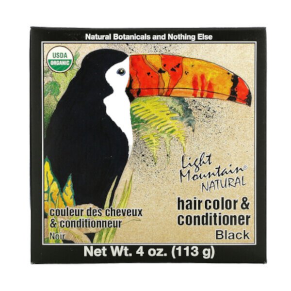Натуральная краска и кондиционер для волос, черный, 4 унции (113 г) Light Mountain