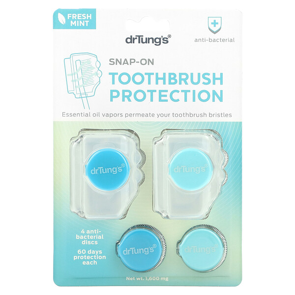 Snap-On Toothbrush Protection, Свежая мята, 1600 мг Dr. Tung's