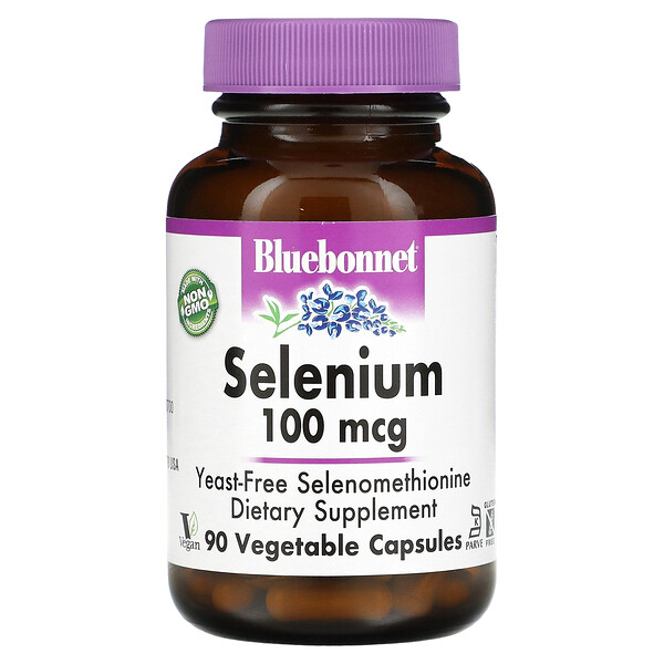 Селен, 100 мкг, 90 капсул Bluebonnet Nutrition