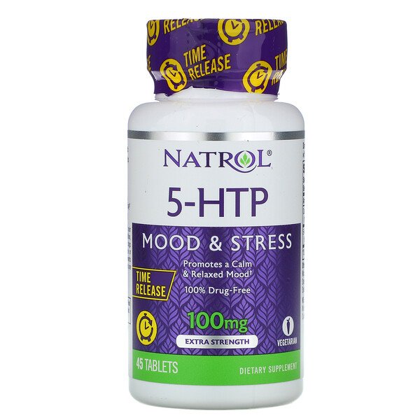 5-HTP, замедленное высвобождение, экстра сила, 100 мг, 45 таблеток Natrol