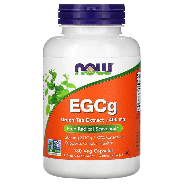 EGCg, Экстракт зеленого чая, 400 мг, 180 растительных капсул NOW Foods