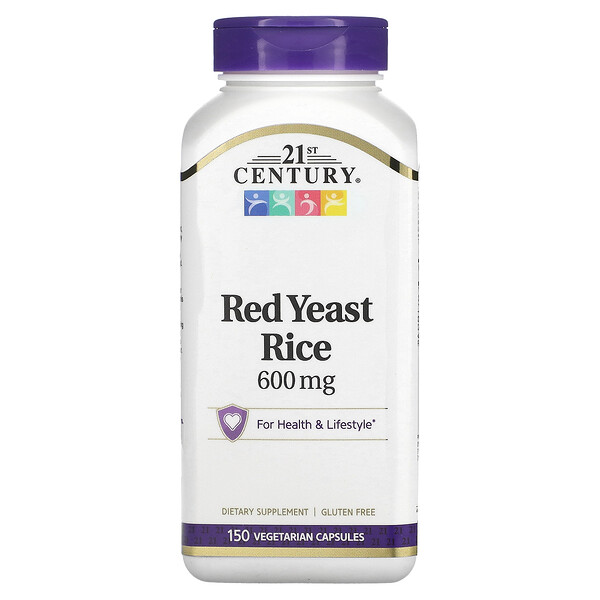 Красный дрожжевой рис, 150 вегетарианских капсул 21st Century