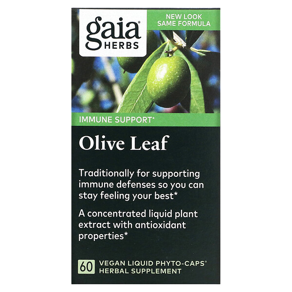 Оливковый лист, 60 веганских жидких фито-капсул Gaia Herbs