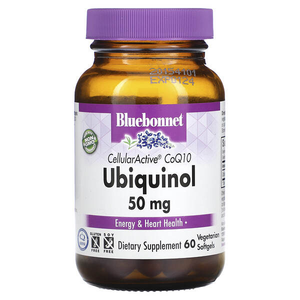 Убихинол, Cellular Active CoQ10, 50 мг, 60 вегетарианских капсул Bluebonnet Nutrition
