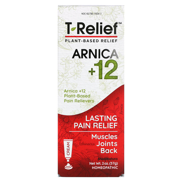 T-Relief, Arnica +12, успокаивающий крем на растительной основе, 2 унции (57 г) MediNatura