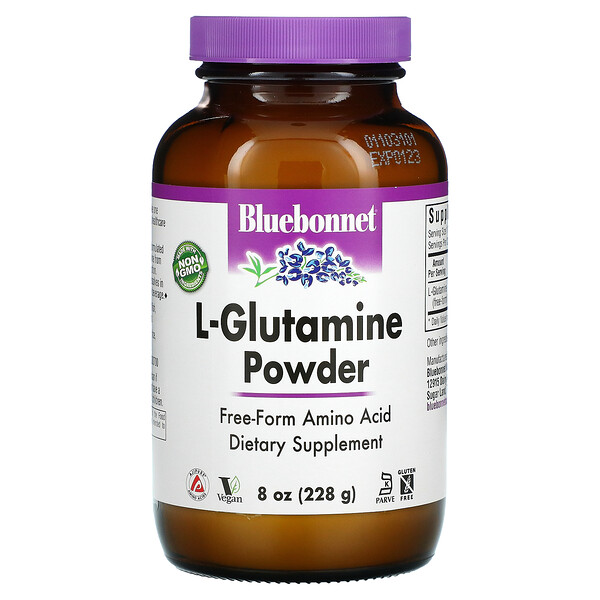 Порошок L-глютамина, 8 унций (228 г) Bluebonnet Nutrition