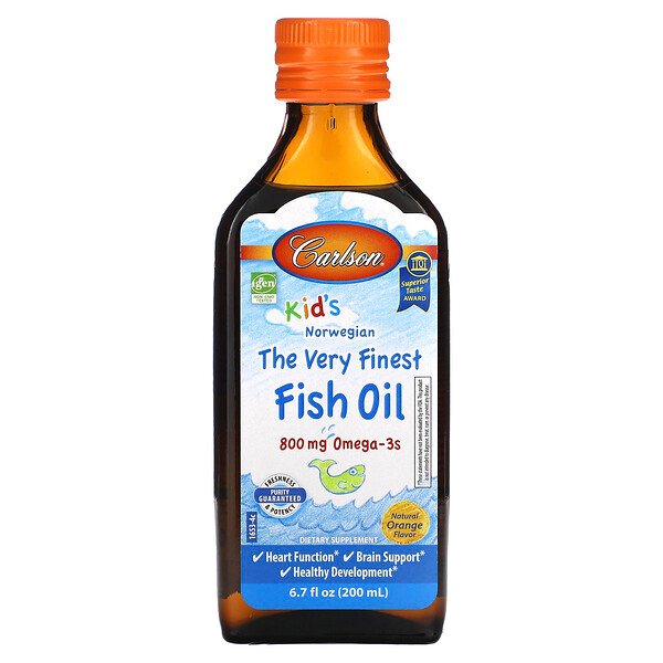Kid's Norwegian, The Very Finest Fish Oil, натуральный апельсиновый вкус, 800 мг, 6,7 жидких унций (200 мл) Carlson
