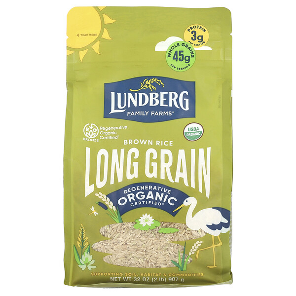 Organic Brown Long Grain Rice, 32 oz (907 g) Lundberg