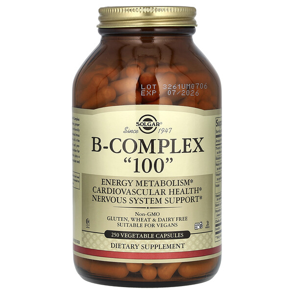 B-Complex "100", 250 Vegetable Capsules (Растительные капсулы) Solgar