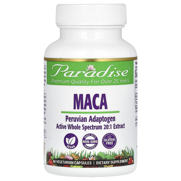 Maca, 60 Vegetarian Capsules (Вегетарианские капсулы) Paradise Herbs