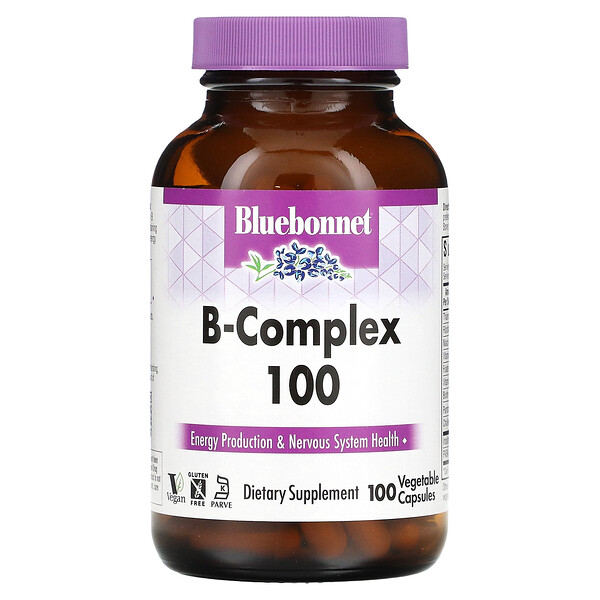 B-Complex 100, 100 растительных капсул Bluebonnet Nutrition