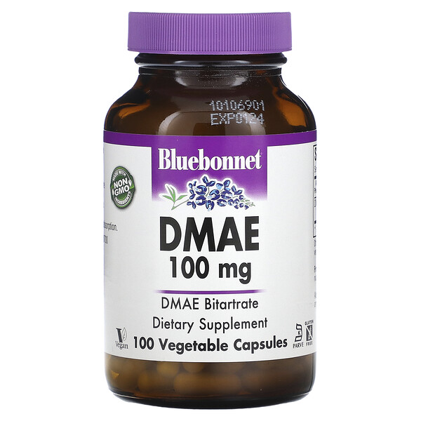ДМАЭ, 100 мг, 100 растительных капсул Bluebonnet Nutrition