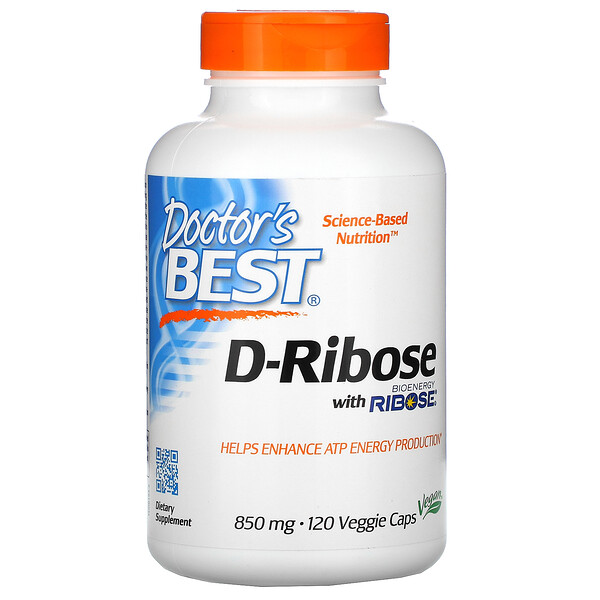 D-рибоза с биоэнергетической рибозой, 850 мг, 120 растительных капсул Doctor's Best