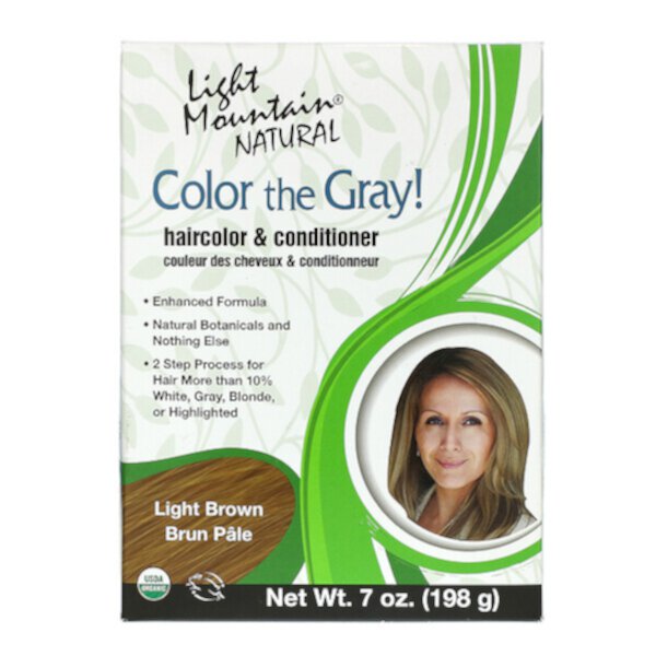 Раскрась серый! Натуральная краска и кондиционер для волос, светло-коричневый, 7 унций (198 г) Light Mountain