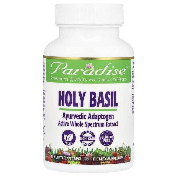 Holy Basil, 60 Vegetarian Capsules (Вегетарианские капсулы) Paradise Herbs