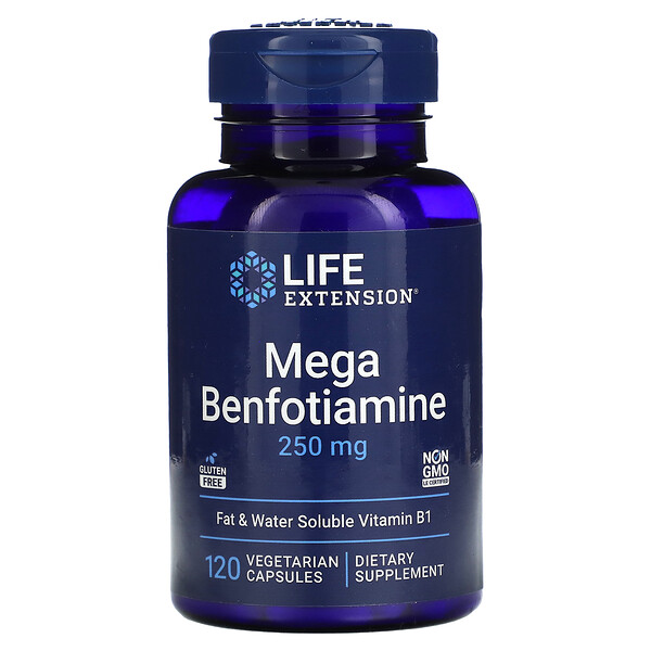 Мега-бенфотиамин, 250 мг, 120 вегетарианских капсул Life Extension