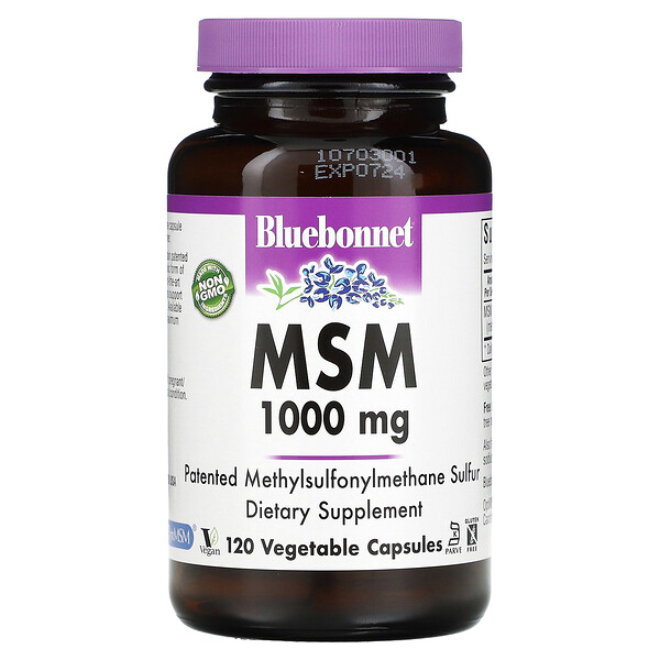МСМ, 1000 мг, 120 капсул V Bluebonnet Nutrition