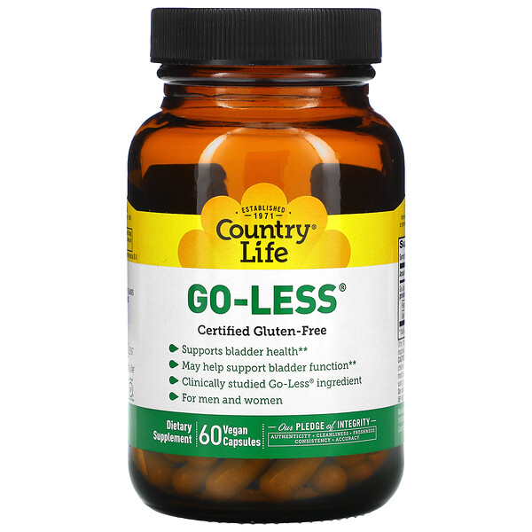 Go Less, поддерживает здоровье мочевого пузыря, для мужчин и женщин, 60 веганских капсул Country Life