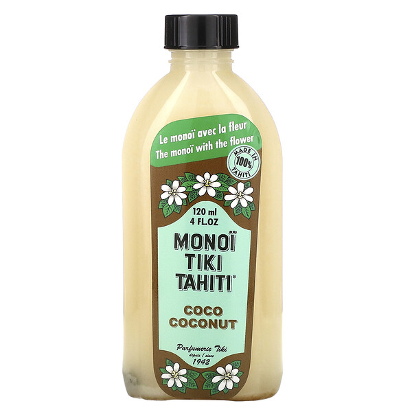 Кокосовое масло, кокосовый орех, 4 жидких унции (120 мл) Monoi Tiare Tahiti
