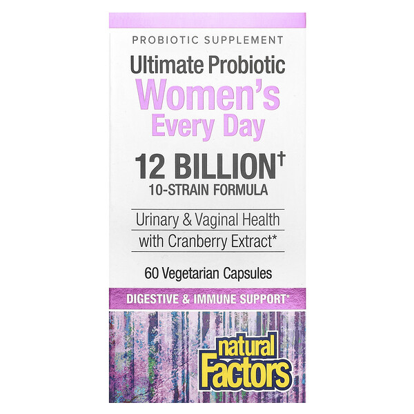 Ultimate Probiotic Women's Every Day, 12 миллиардов, 60 вегетарианских капсул Natural Factors