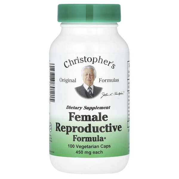 Формула для женской репродуктивной системы - 450 мг - 100 вегетарианских капсул - Christopher's Christopher's