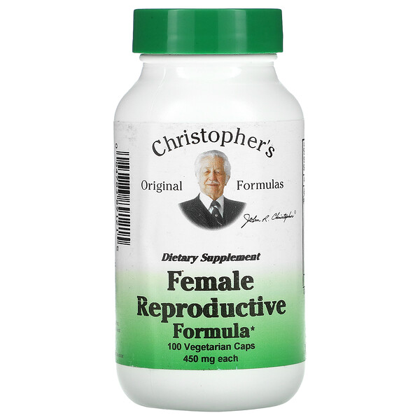 Формула для женской репродуктивной системы - 450 мг - 100 вегетарианских капсул - Christopher's Christopher's