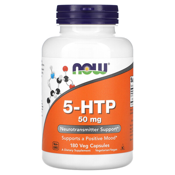 5-HTP, 50 мг, 180 растительных капсул - NOW Foods NOW Foods