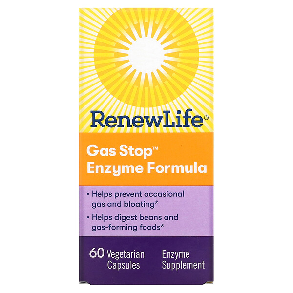 Gas Stop Enzyme Formula, 60 вегетарианских капсул Renew Life